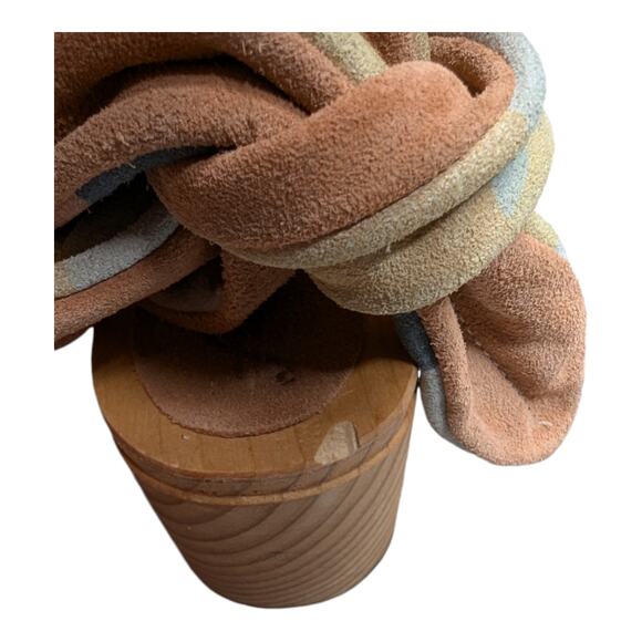 Free People Emmy Camel Tan Leather Suede Ankle Wrap Clog Sandals EU 39 US 8.5 - Picture 4 of 8